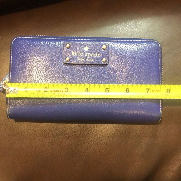 KATE SPADE Cobalt Blue Leather Full Zip Continental Wallet Excellent Condition - Picture 8 of 12